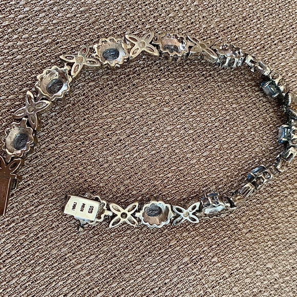 Vtg Stg Silver Aquamarine & Marcasite Bracelet - Picture 7 of 9
